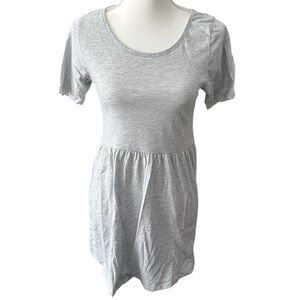 Casual Gray Short Sleeve Mini Dress‎ Cotton Blend Basic Everyday Style